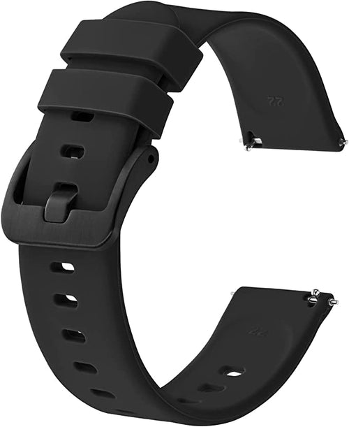 Printme amazon flipkart meesho 22mm black silicone smartwatch strap buckle sport replacement watch band durable silicone watch strap universal 22mm watch band