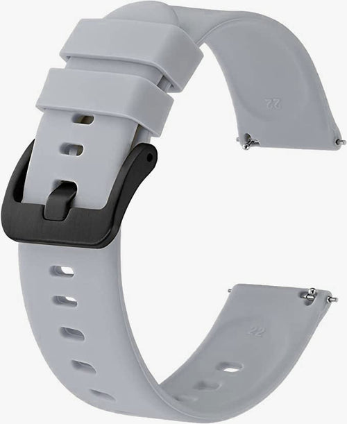 22 mm Black Buckle Silicone Strap Watch Band